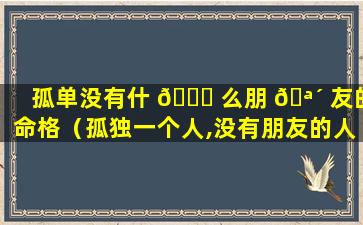 孤单没有什 🐅 么朋 🪴 友的命格（孤独一个人,没有朋友的人,称什么）